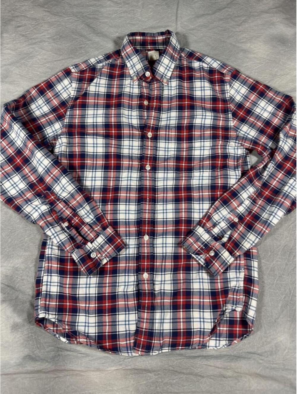 J.Crew Vintage Oxford Plaid Button Down Shirt Men’s Small Red Navy Preppy